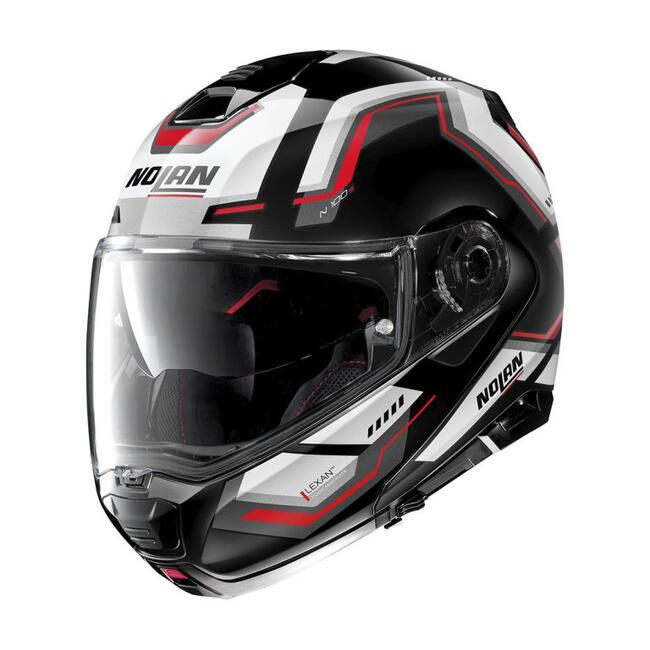 Casco Modulare N100-5 Upwind N-com 061 Glossy Black White Red Nolan